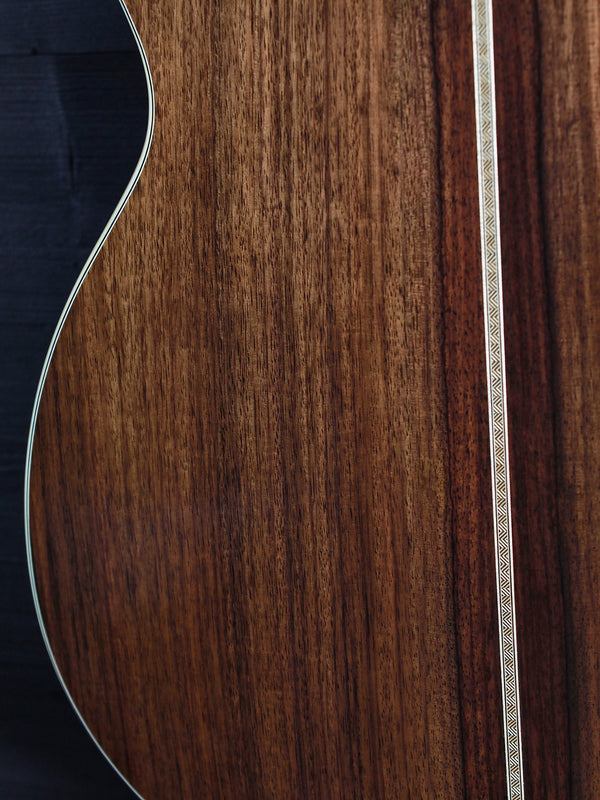 Bourgeois Touchstone OM Vintage TS Indian Rosewood back Lower bout close up