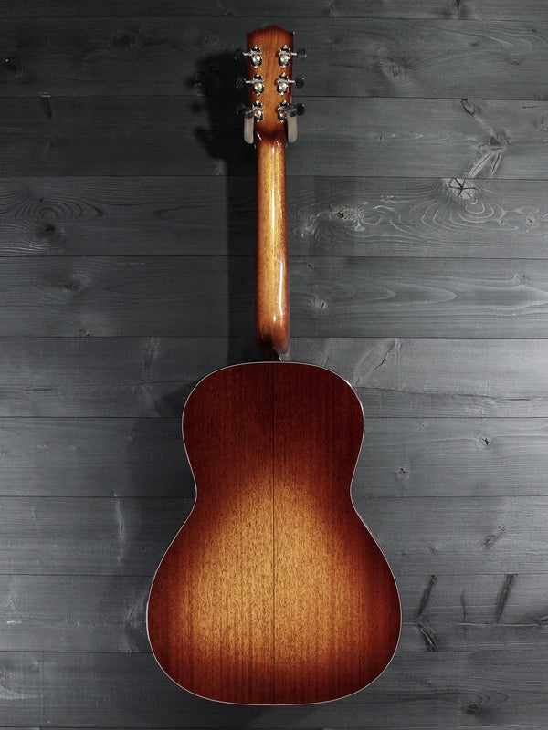 Custom Santa Cruz 00-1929 Style 12-Fret all-solid mahogany acoustic guitar with shaded Edgeburst back full view