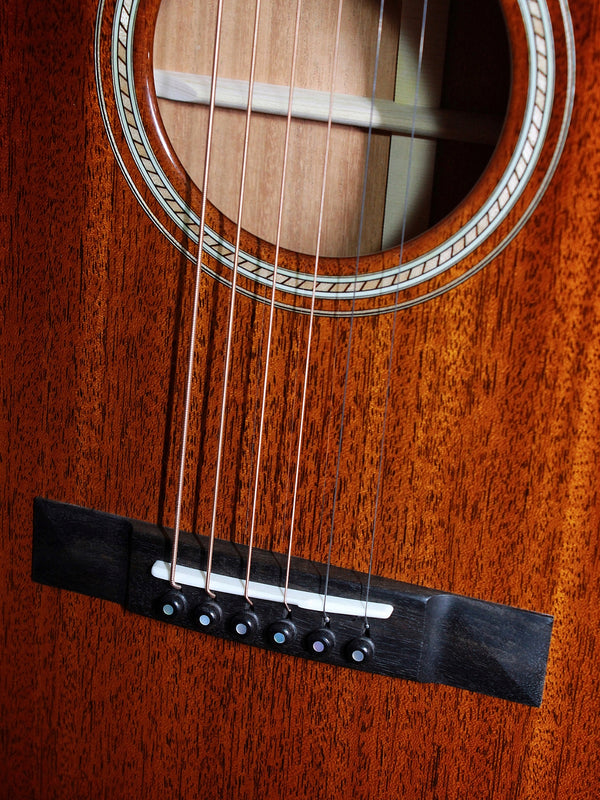 Custom Santa Cruz 00-1929 Style 12-Fret all-solid mahogany acoustic guitar with shaded Edgeburst bridge and saddle