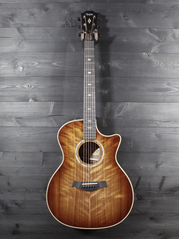 Pre-Owned Taylor Custom Grand Auditorium Figured Walnut Acoustic-Electric Guitar | Shaded Edgeburst | ES2 Electronics