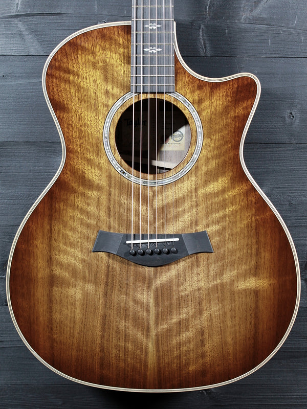 Pre-Owned Taylor Custom Grand Auditorium Figured Walnut Acoustic-Electric Guitar | Shaded Edgeburst | ES2 Electronics