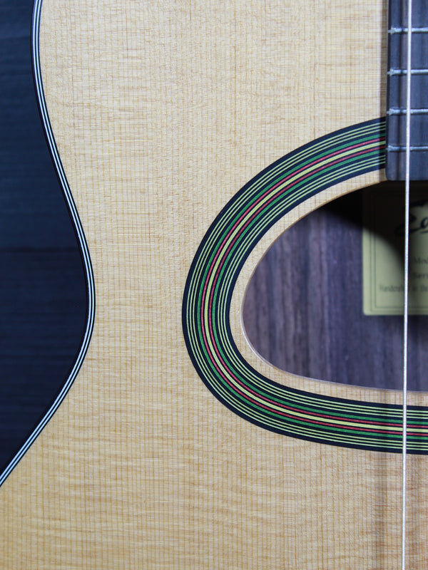 Eastman DM3 Grande Bouche Gypsy Jazz Acoustic Guitar with solid Sitka spruce top and traditional D-hole design at Tobias Music.