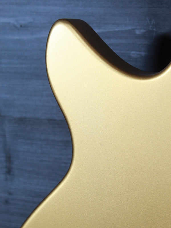 Close-up of Eastman Fullertone Offset Gold finish body