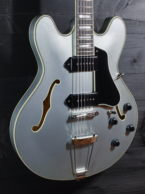 Eastman T64 Trapeze Iced Blue Metallic Hollowbody Electric Guitar