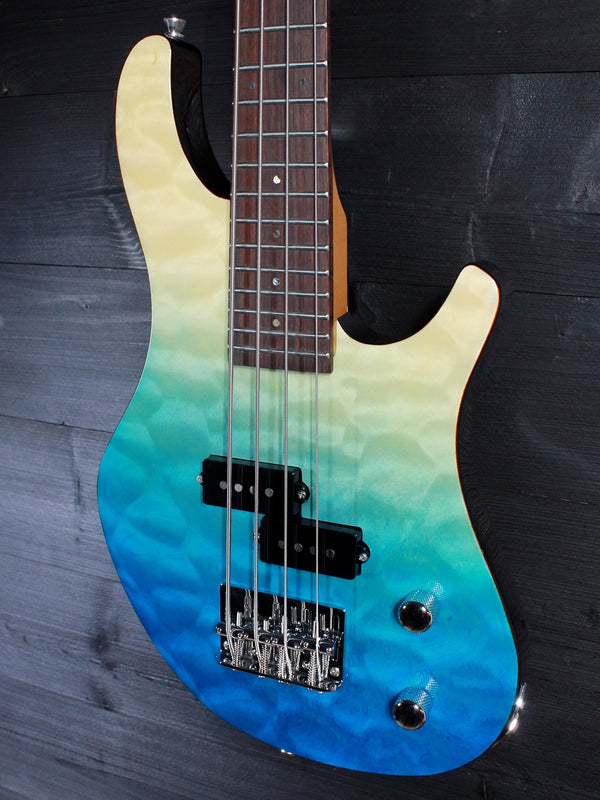 Flight / Jet Mini Bass TBL Solidbody Transparent Blue w/ Deluxe Soft Case Included