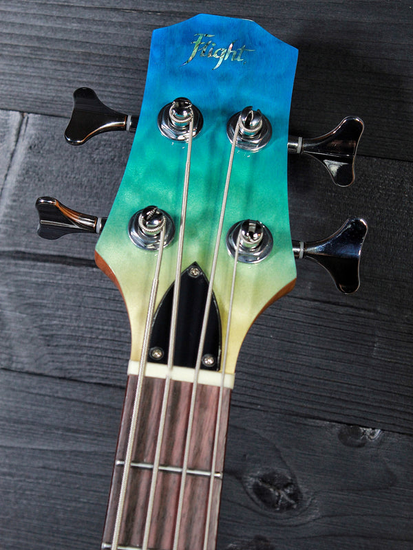 Flight / Jet Mini Bass TBL Solidbody Transparent Blue w/ Deluxe Soft Case Included