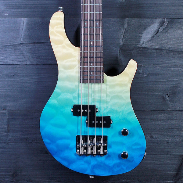 Flight / Jet Mini Bass TBL Solidbody Transparent Blue w/ Deluxe Soft Case Included