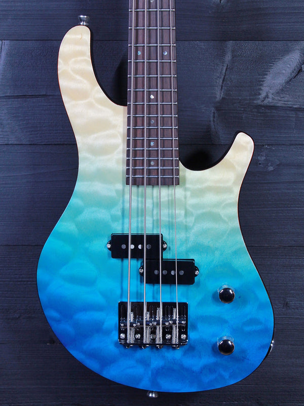 Flight / Jet Mini Bass TBL Solidbody Transparent Blue w/ Deluxe Soft Case Included