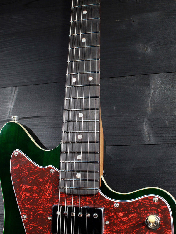 Jet JJ350 GR-R Transparent Green Electric Guitar w/ Deluxe Gig Bag Included
