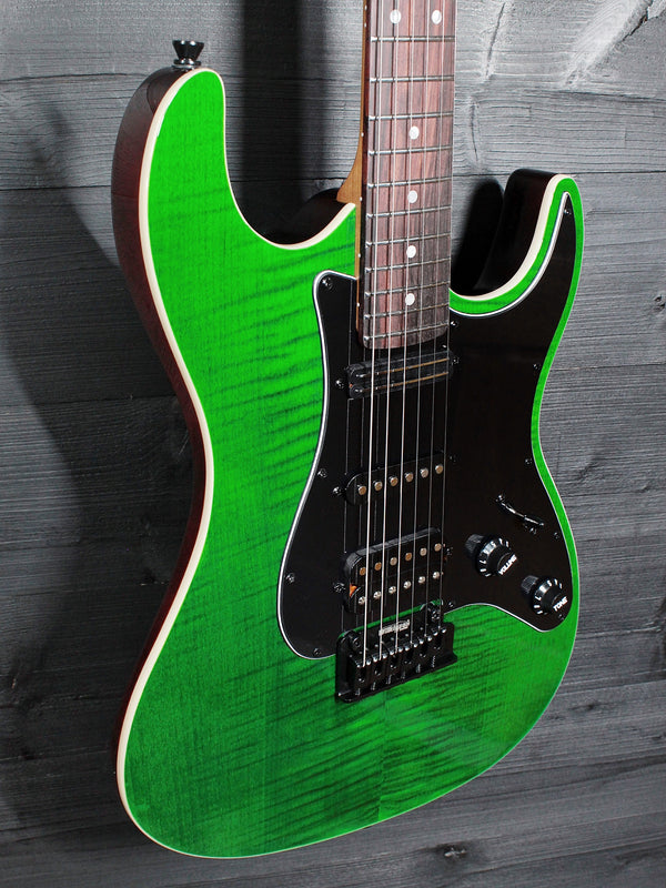 Jet JS-450 TGR-R Transparent Green Electric Guitar Deluxe Soft Case Included