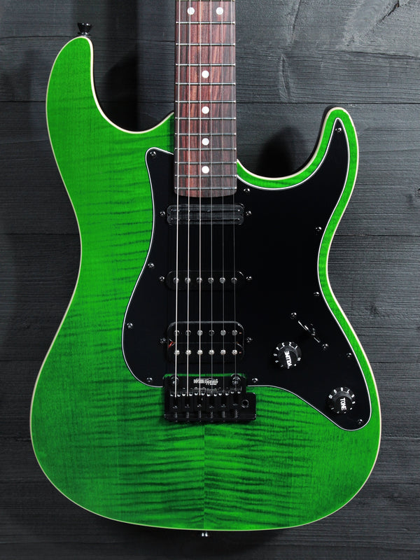 Jet JS-450 TGR-R Transparent Green Electric Guitar Deluxe Soft Case Included