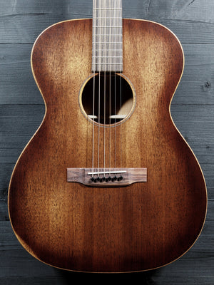 Front view of Martin 000-15 StreetMaster acoustic guitar featuring its weathered StreetMaster finish