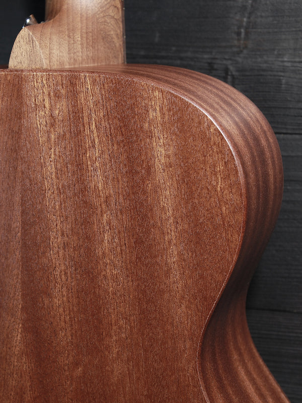 Back of Martin 000-Jr acoustic guitar featuring solid Sapele wood Showing upper bout