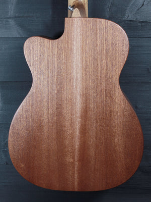 Martin 000C Jr-E acoustic-electric guitar back view close up