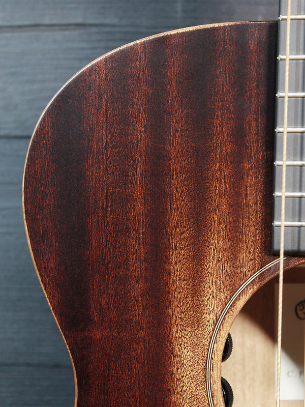 Top view wood grain on a Martin 000C Jr E StreetMaster acoustic-electric guitar 