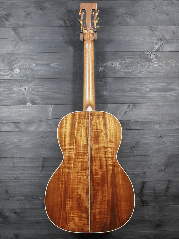 Premium Broad Figure Hawaiian Koa back on Martin Custom Shop acoustic guitar
