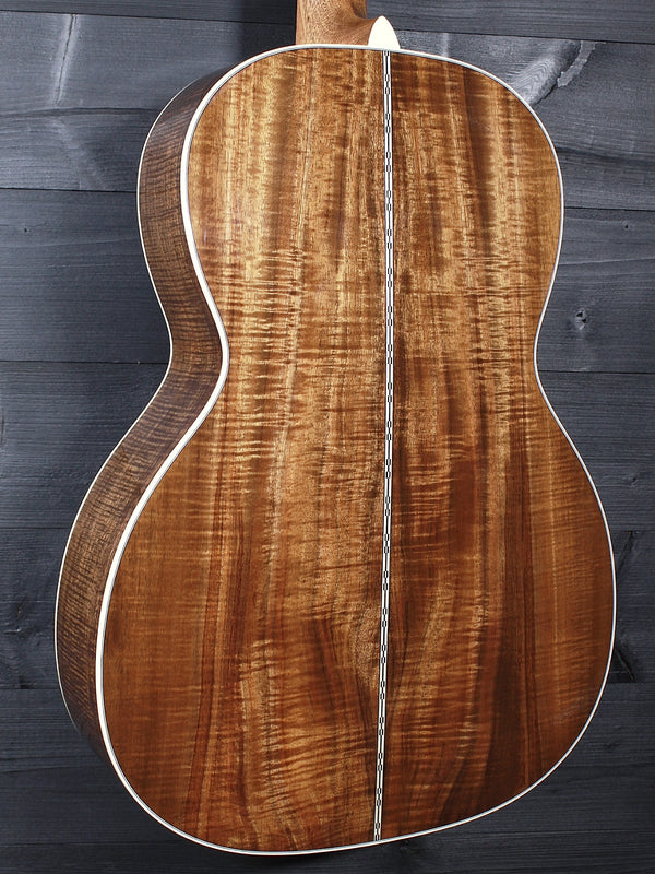 Premium Broad Figure Hawaiian Koa back on Martin Custom Shop acoustic guitar