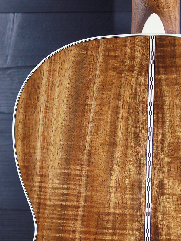 Premium Broad Figure Hawaiian Koa back on Martin Custom Shop acoustic guitar