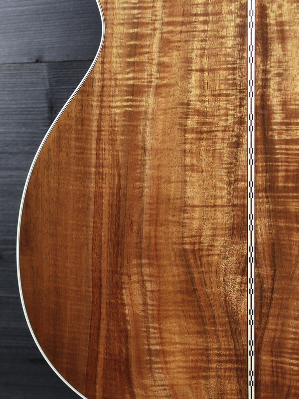 Premium Broad Figure Hawaiian Koa back on Martin Custom Shop acoustic guitar