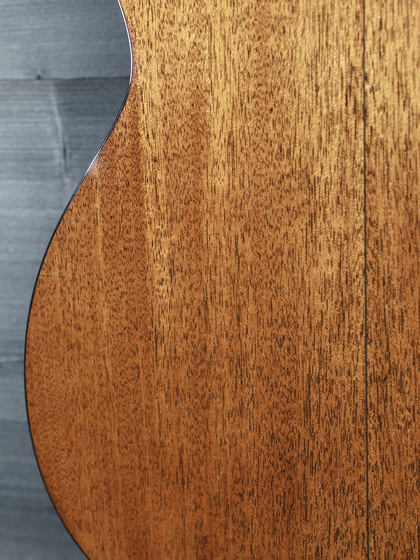 Back of the Martin Custom Shop 00-12 Fret featuring solid mahogany tonewood lower area of guirar,