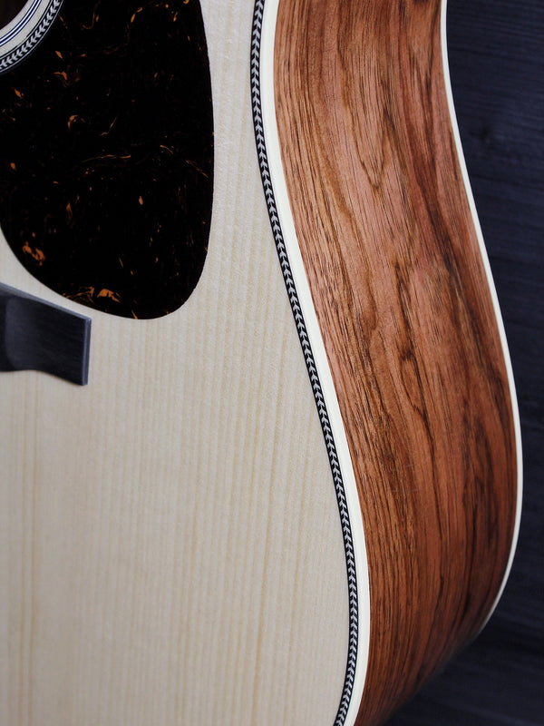 Martin Custom Shop Dreadnought with Adirondack Spruce top and Guatemalan Rosewood Herringbone and side view