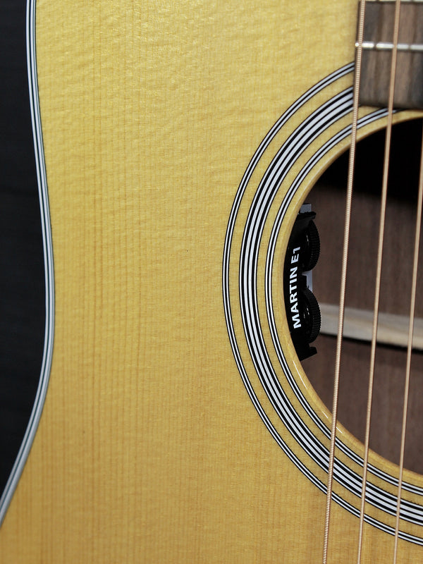 Martin D-13E Road Series acoustic-electric guitar with solid spruce top sound hole with electronics