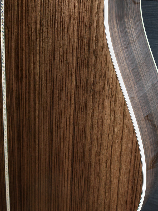 Back lower bout on a Martin D-41 acoustic guitar featuring the 1933 Ambertone top finish