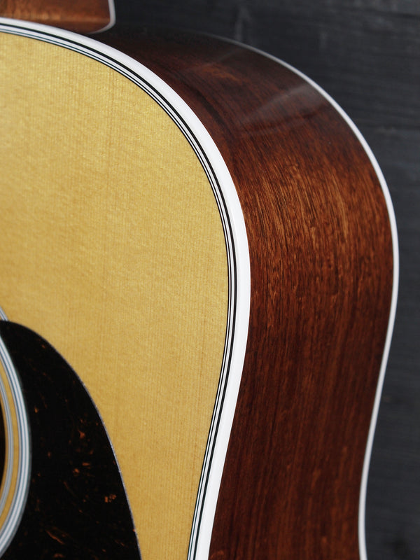 Martin DE Retro Plus Granadillo spruce top acoustic guitar showing Granadillo sides 
