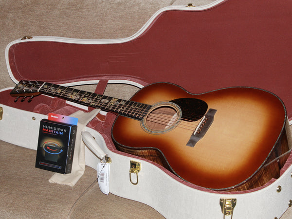 Martin O’ahu K-42 Hibiscus acoustic guitar with custom made white guitar case