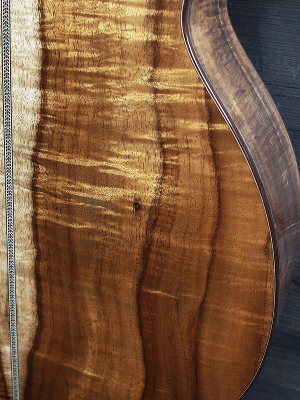 Martin O’ahu K-42 Hibiscus Hawaiian koa back and sides lower bout view