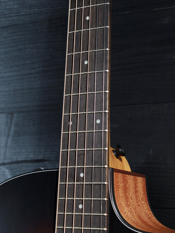 Taylor 114ce Dark Tobacco Shaded Edgeburst acoustic-electric guitar fretboard and inlay