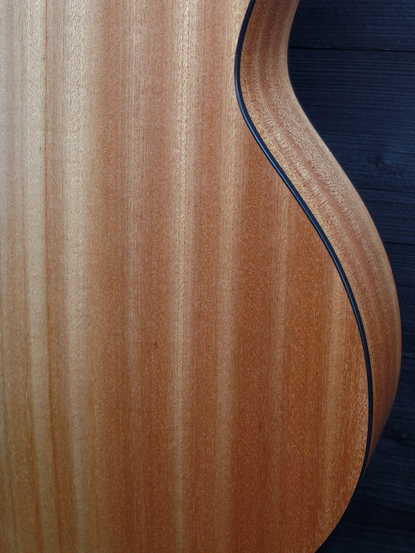 Taylor 114ce Special Edition Dark Tobacco Shaded Edgeburst acoustic guitar lower bout Sapele back