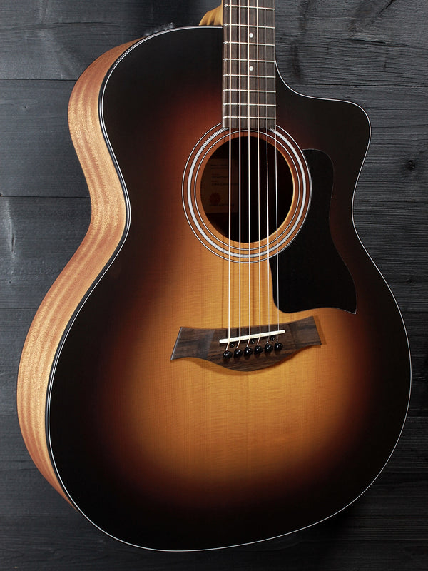 Taylor 114ce Dark Tobacco Shaded Edgeburst acoustic-electric guitar front view glamour shot 