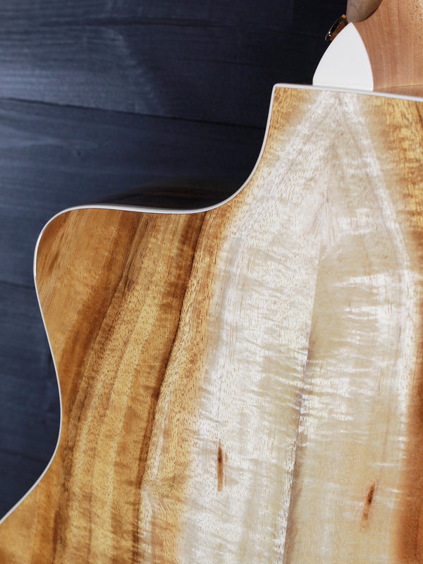 Hawaiian koa back on Taylor 214ce-K Deluxe cutaway