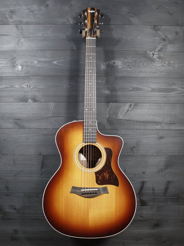 Close-up of Taylor 214ce shaded edgeburst body finish
