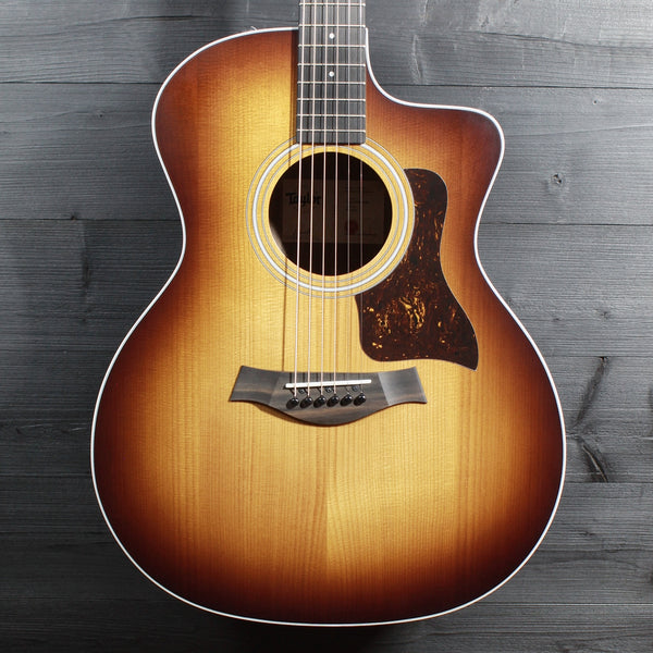 Close-up of Taylor 214ce shaded edgeburst body finish