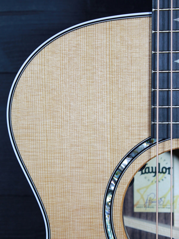 Soundhole and rosette detail on Taylor 712ce guitar