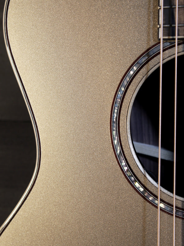 Taylor 814ce Limited Edition Casablanca Beige Metallic acoustic guitar showing rosette