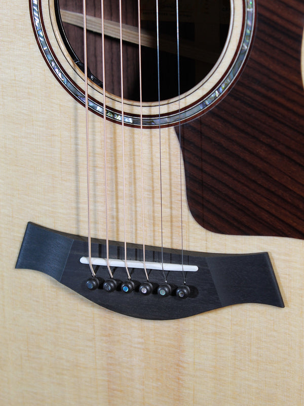 Taylor 814ce Next Generation Sitka Spruce top bridge and saddle
