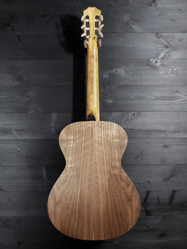 Taylor A12e-N Academy Series nylon string acoustic guitar full back view