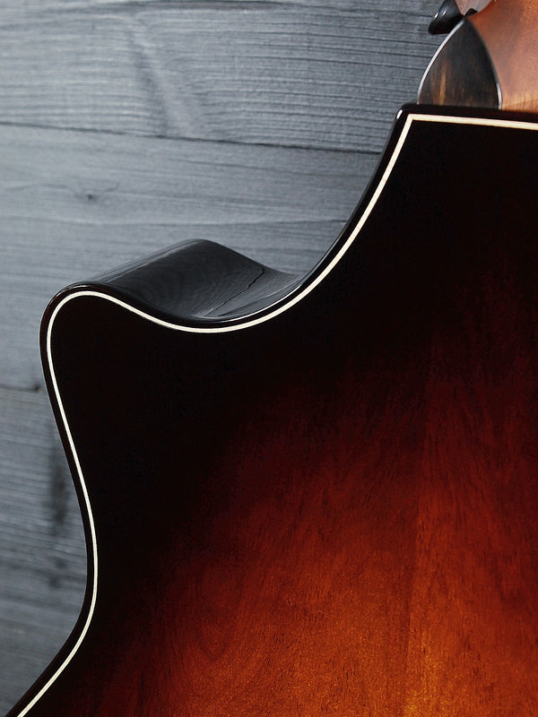 Beautiful figured Honduran Rosewood back showcasing exceptional grain and Shaded Edgeburst finish with cutaway.