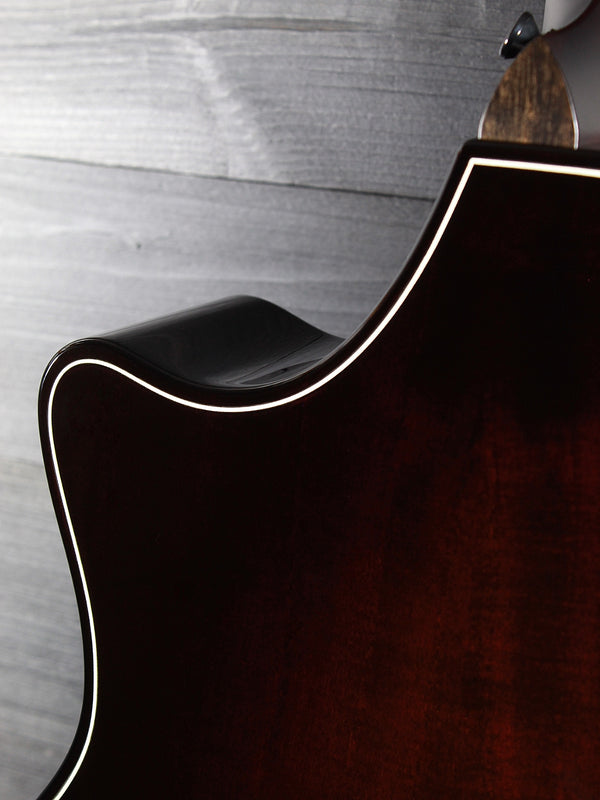     Back of Taylor Builder’s Edition 514ce featuring solid Shamel Ash Cutaway