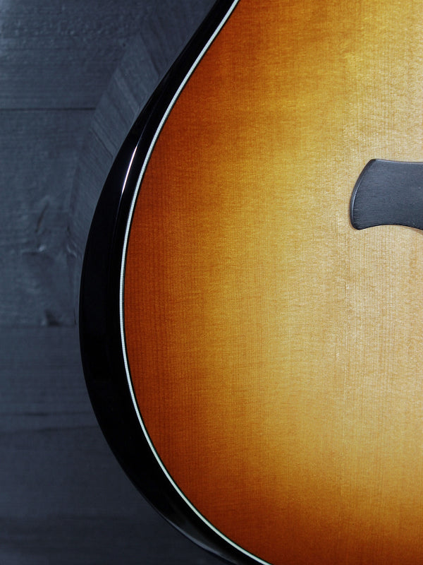    Kona Burst finish detail on Taylor Builder’s Edition 514ce Armrest
