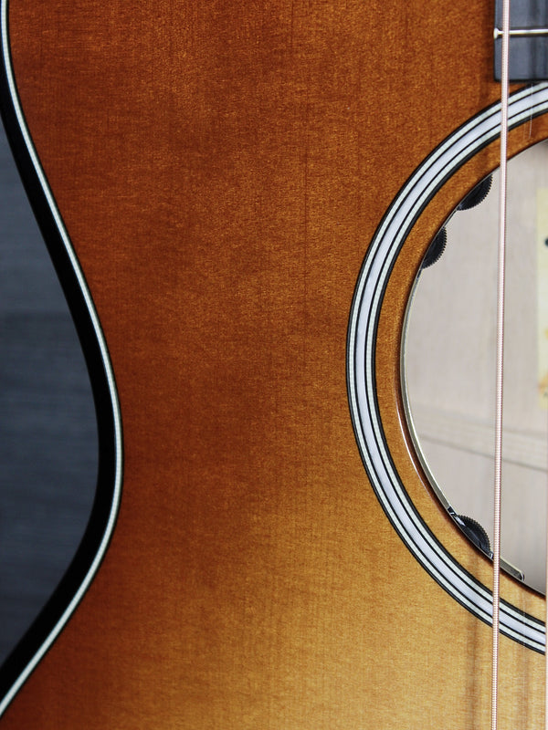     Kona Burst finish detail on Taylor Builder’s Edition 514ce Claria Pickup