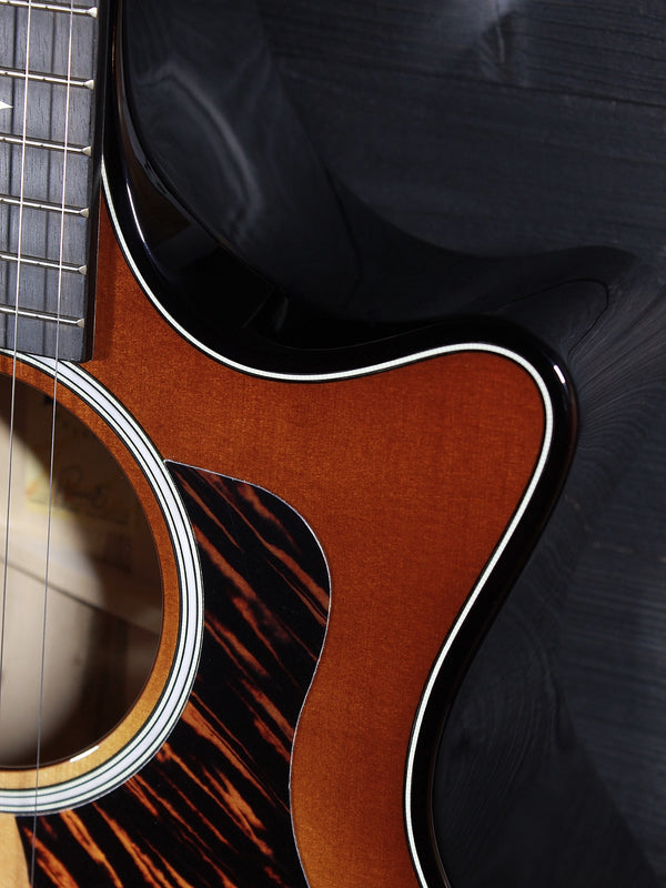 Kona Burst finish detail on Taylor Builder’s Edition 514ce with cutaway