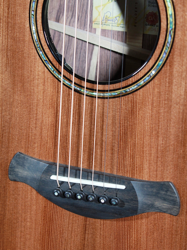 Taylor Builder’s Edition 914ce Next Generation Grand Auditorium acoustic guitar bridge with inlay