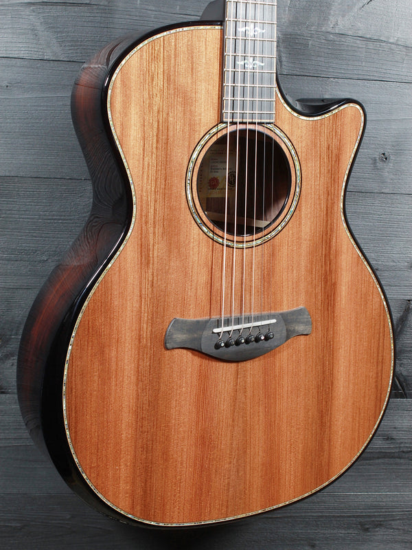 Taylor Builder’s Edition 914ce Next Generation acoustic electric guitar with sinker redwood top and Honduran rosewood back and sides front view