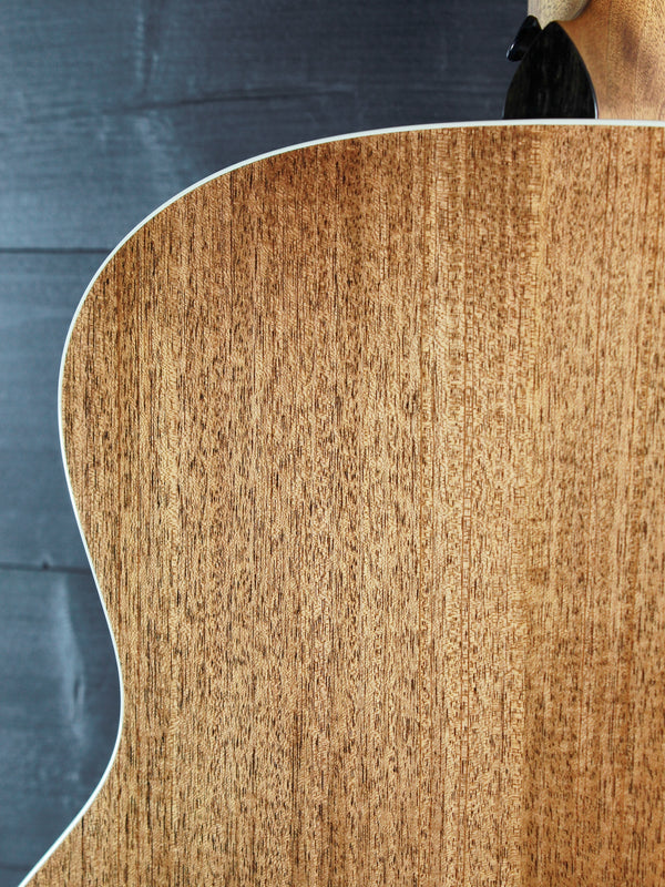Solid mahogany back on Taylor Gold Label 514e upper bout