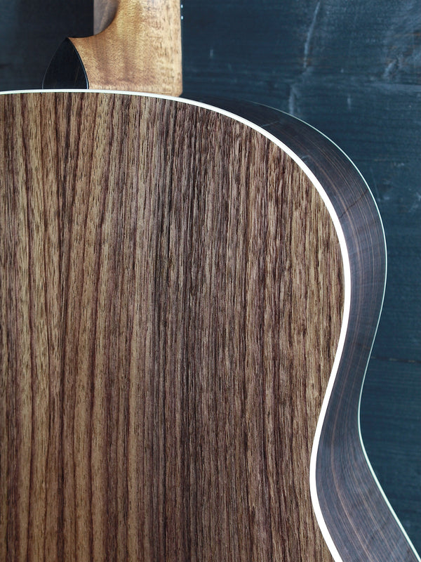 Taylor Gold Label 717e Sunburst solid rosewood back upper bout close up