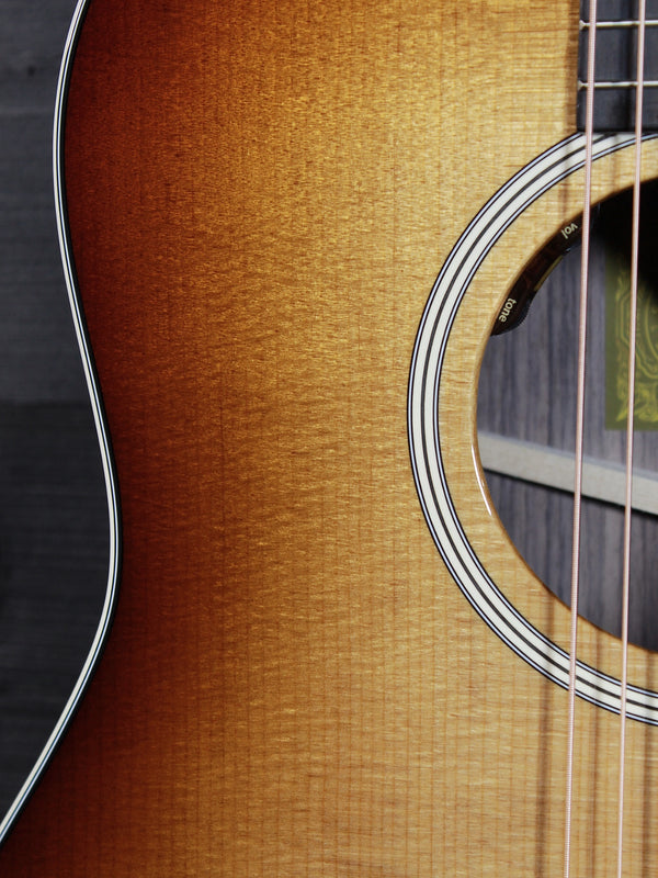 Taylor Gold Label 717e Sunburst Golden Brown Shaded Edgeburst top rosette